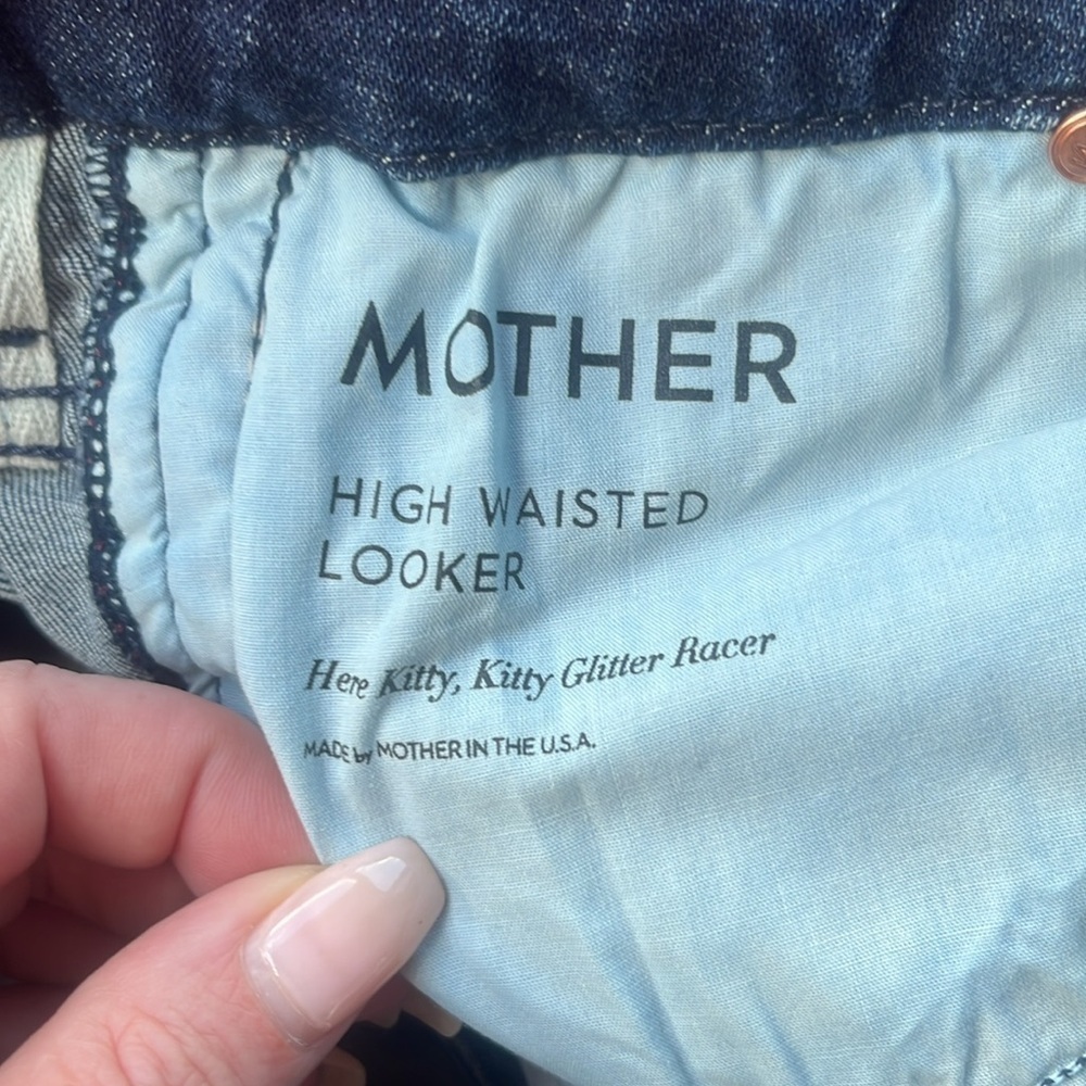 Mother high waisted glitter kitty jeans pink purple red stripes size 27 - Picture 7 of 7